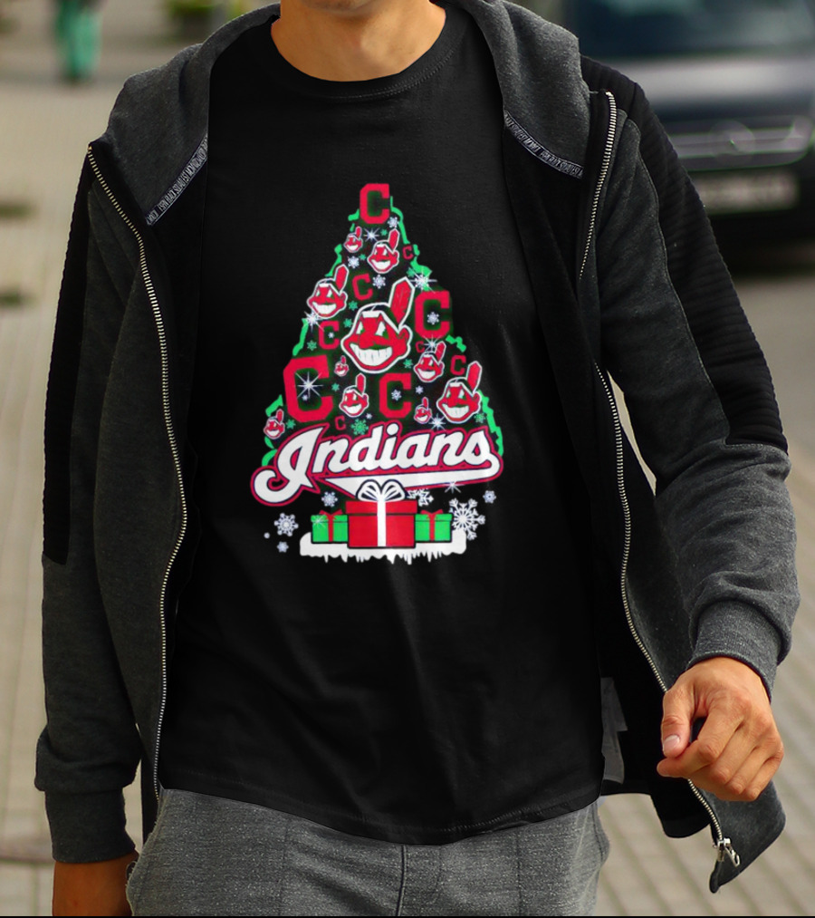 Cleveland Indians Christmas Tree Holiday T-Shirt