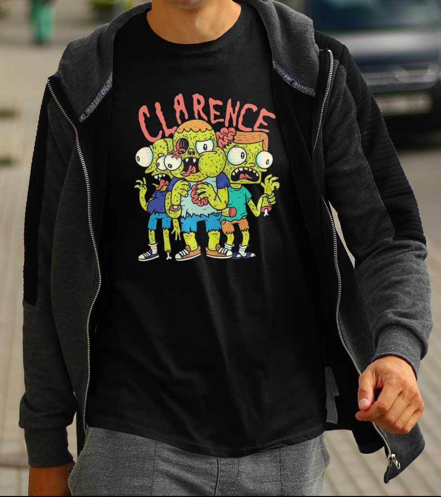 Clarence Cartoon Zombie Halloween Trio T-Shirt