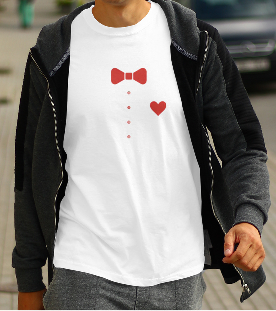 Pee Wee Bow Tie Red Heart Buttons T-Shirt