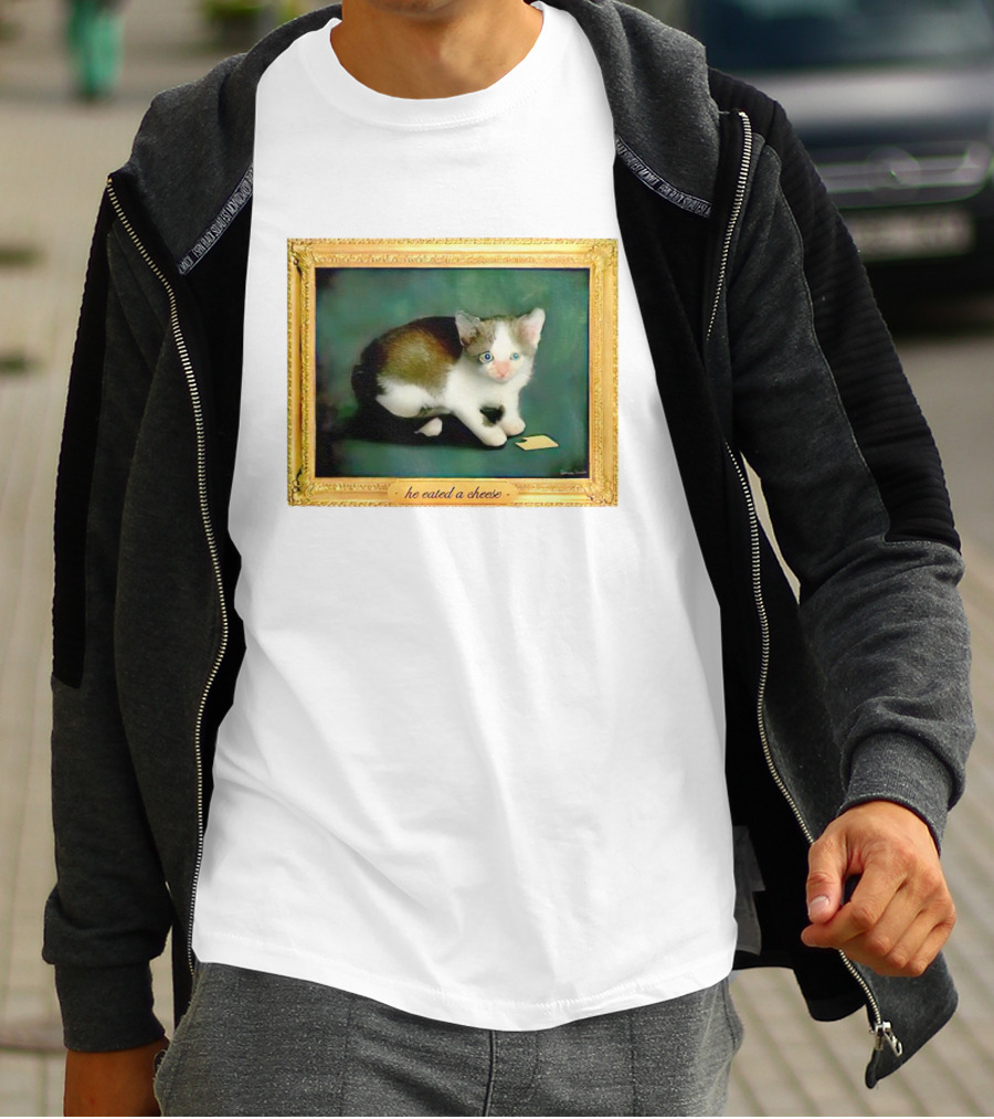 Cat He Eated A Cheese Framed T-Shirt