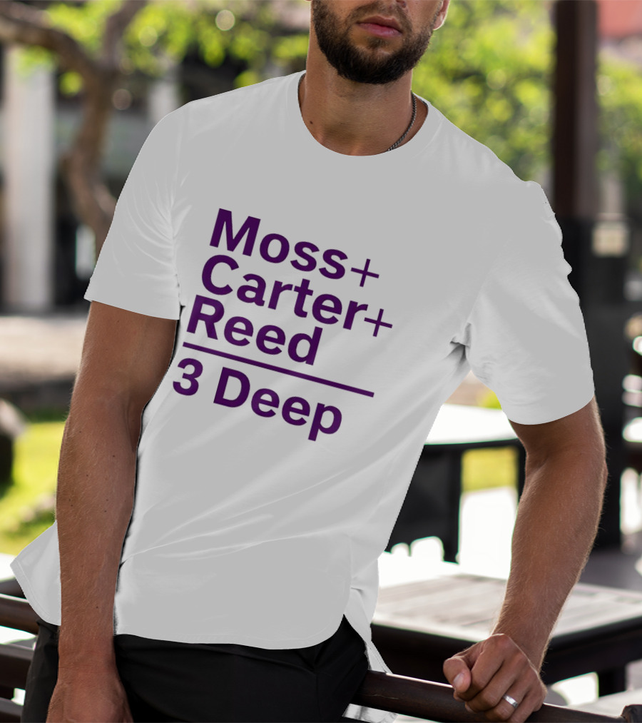 Moss Carter Reed 3 Deep Purple Text T-Shirt