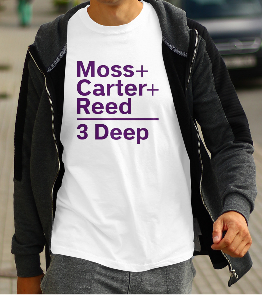 Moss Carter Reed 3 Deep Purple Text T-Shirt