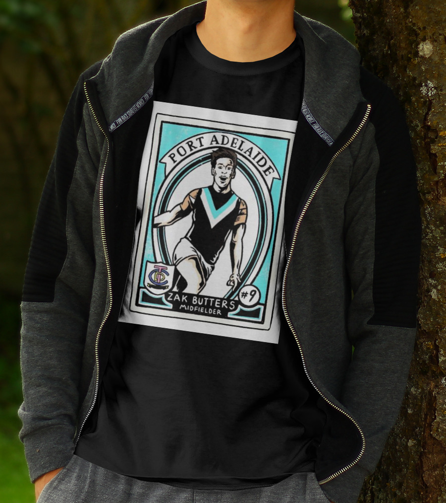 Port Adelaide Zak Butters #9 Midfielder Card T-Shirt