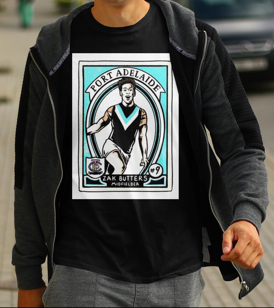 Port Adelaide Zak Butters #9 Midfielder Card T-Shirt