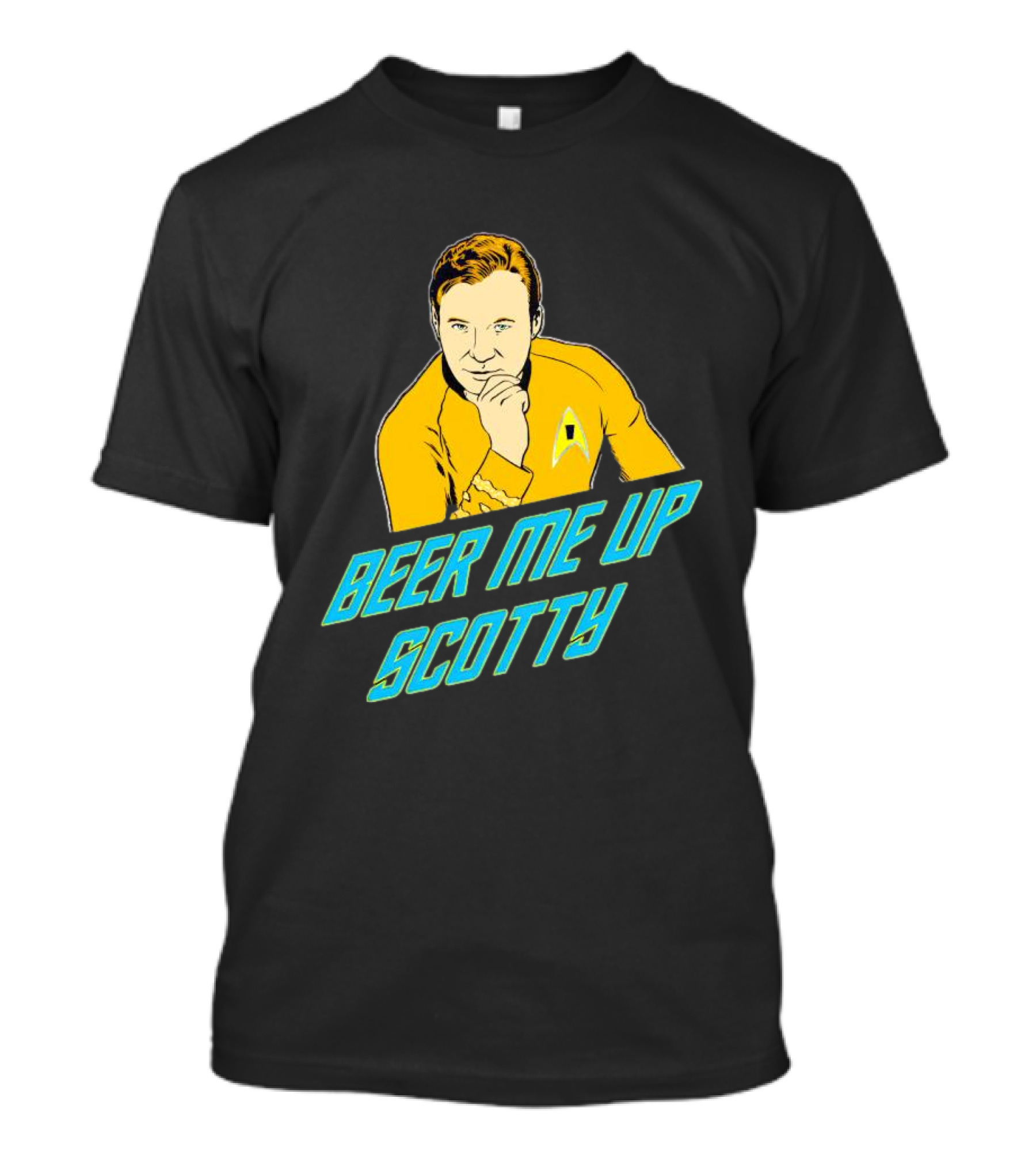 Beer Me Up Scotty Star Trek Captain Yellow Uniform T-Shirt