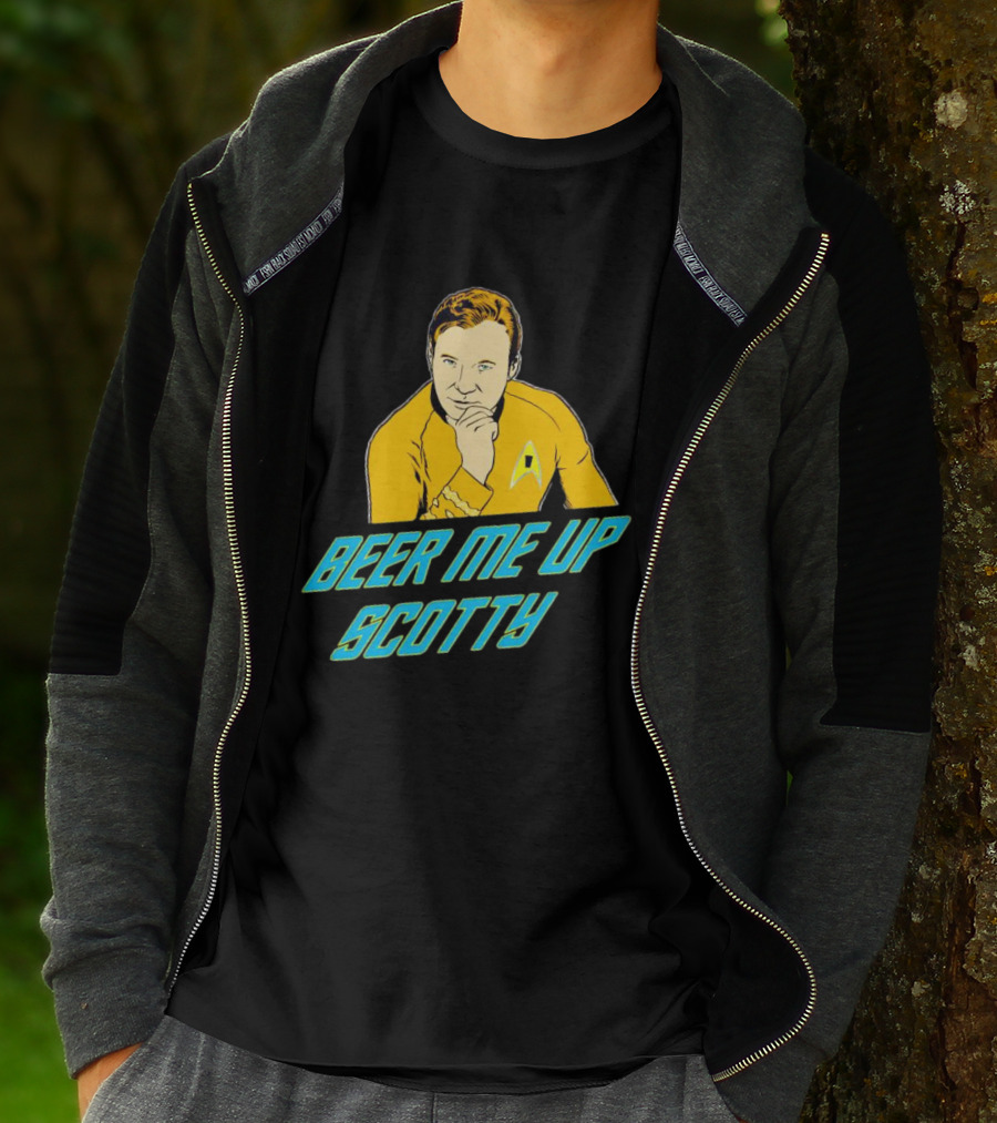 Beer Me Up Scotty Star Trek Captain Yellow Uniform T-Shirt