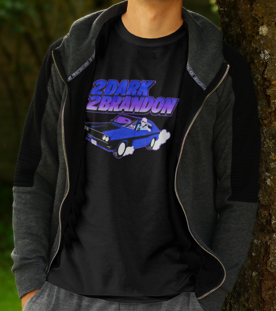 2 Dark 2 Brandon Purple Car Graphic With Driving Character T-Shirt