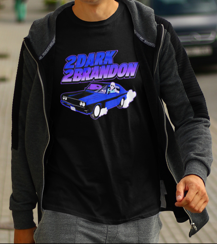 2 Dark 2 Brandon Purple Car Graphic With Driving Character T-Shirt