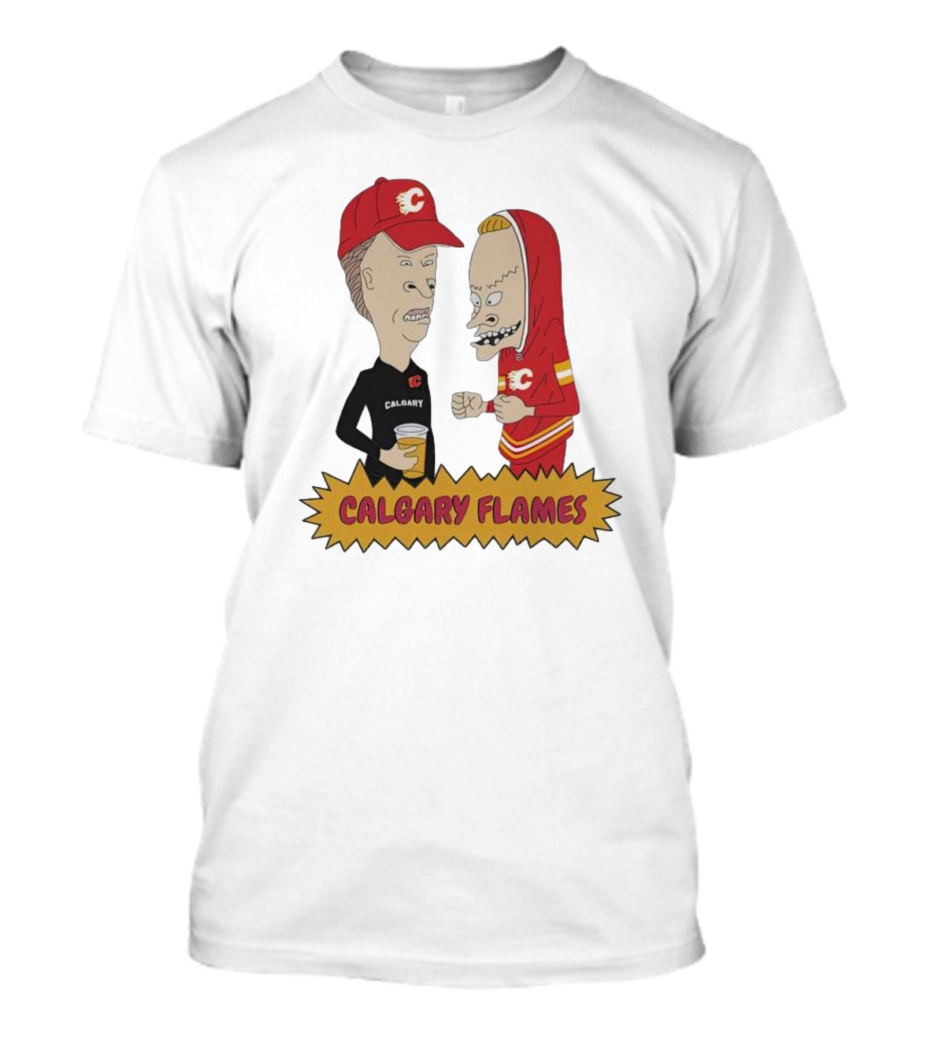 Beavis And Butt-Head Calgary Flames Hockey Fan Characters T-Shirt