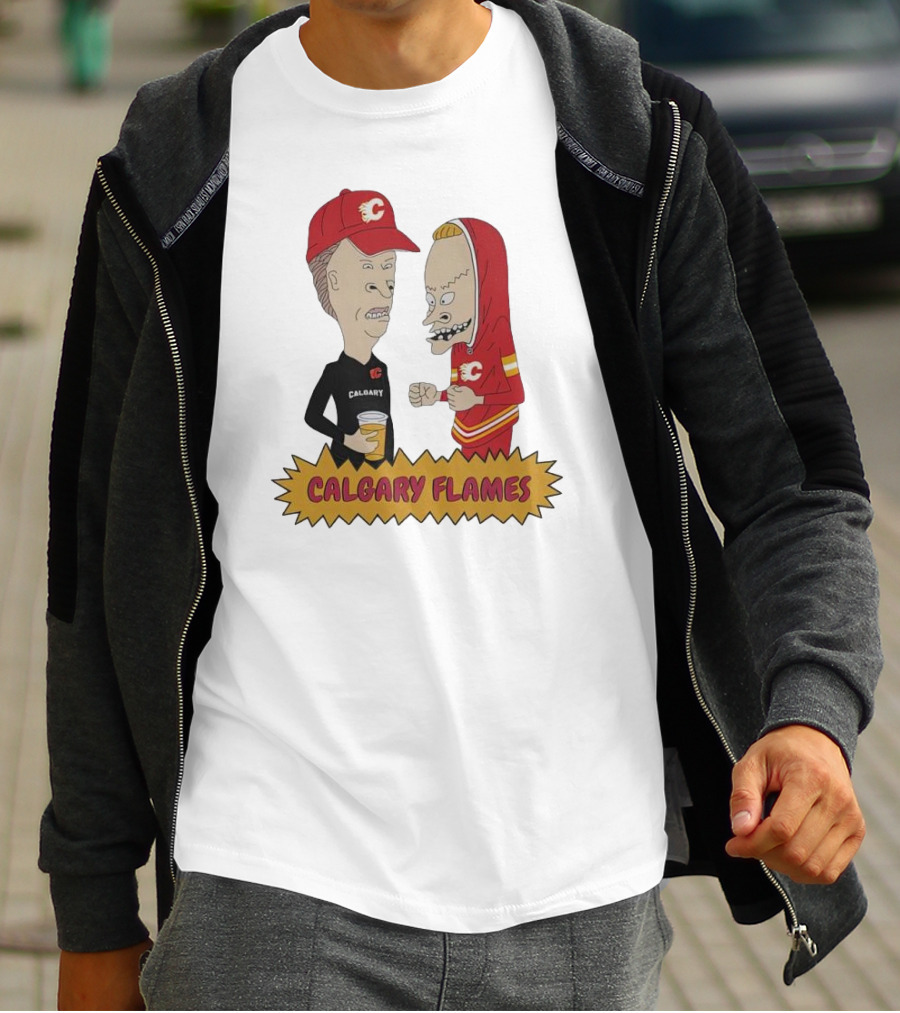 Beavis And Butt-Head Calgary Flames Hockey Fan Characters T-Shirt