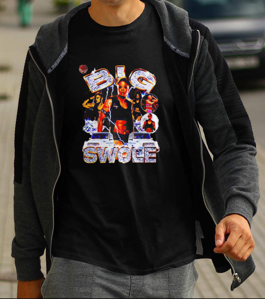 Big Swole Dynamic Posed Collage With Vehicles And Lightning Effects T-Shirt