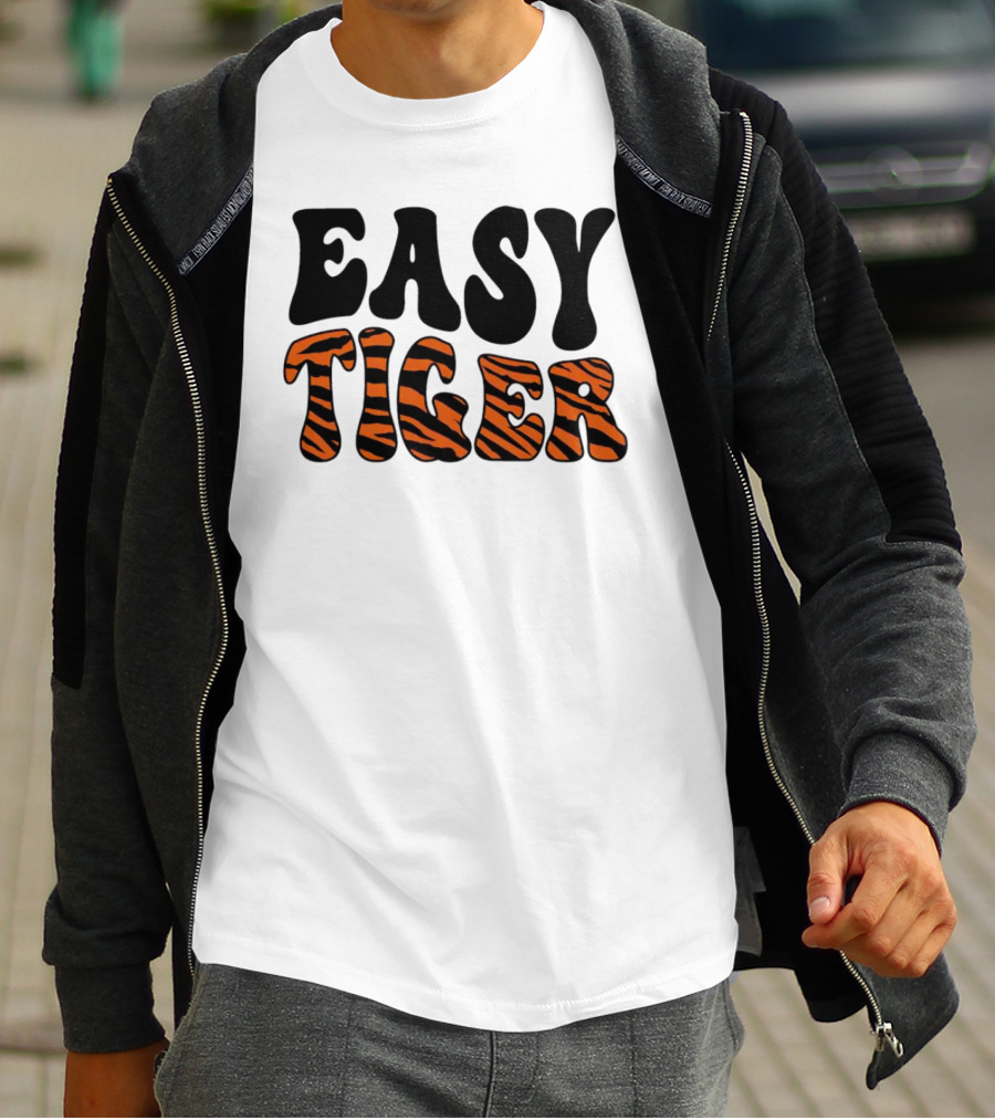 Cincinnati Bengals Easy Tiger Tiger-Striped Text T-Shirt