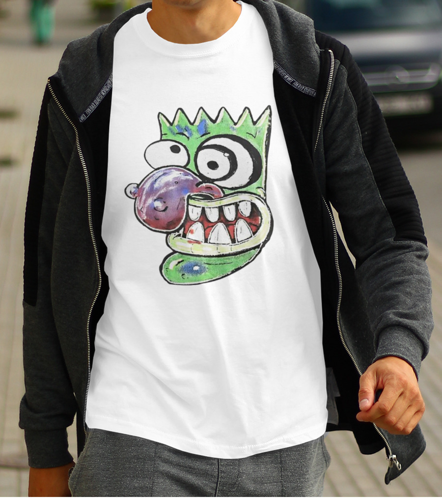 Hypno Eggplant Cartoon Fusion Character With Whimsical Eyes And Grinning Teeth T-Shirt