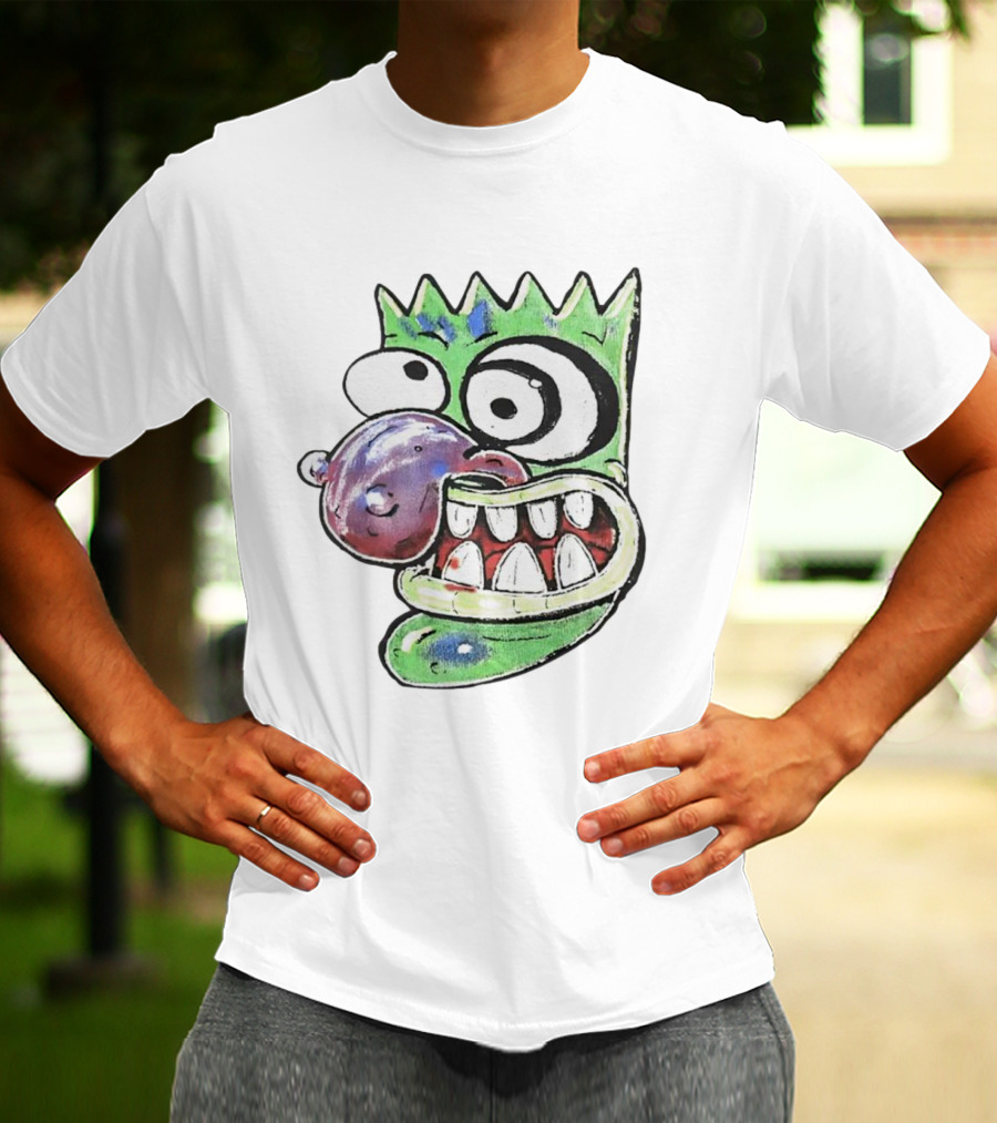 Hypno Eggplant Cartoon Fusion Character With Whimsical Eyes And Grinning Teeth T-Shirt