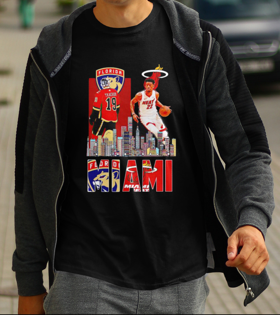 Florida Panthers Tkachuk Miami Heat Jimmy Butler Skyline T-Shirt
