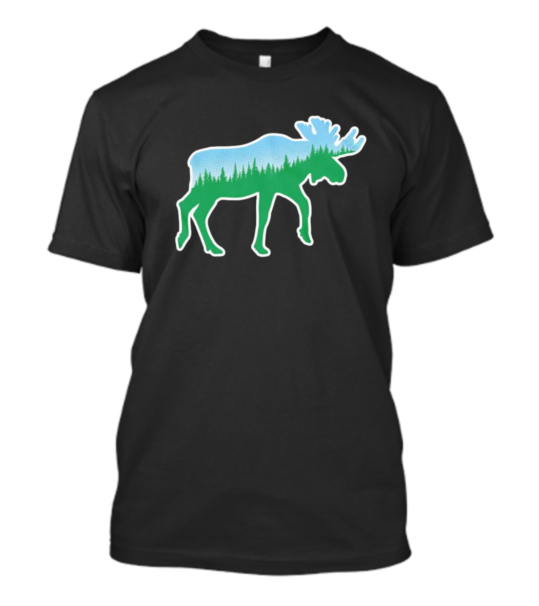 Moose Tree Forest Skyline T-Shirt
