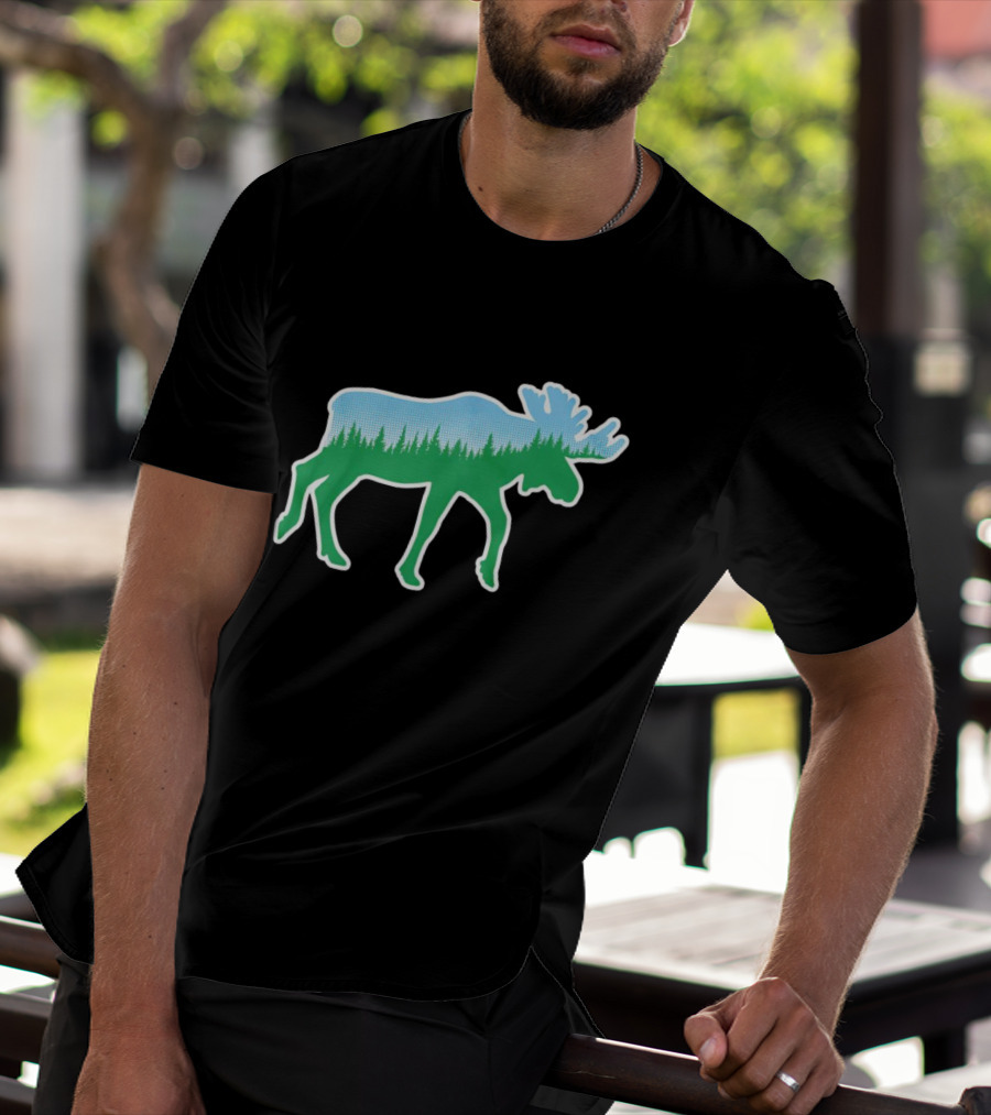 Moose Tree Forest Skyline T-Shirt
