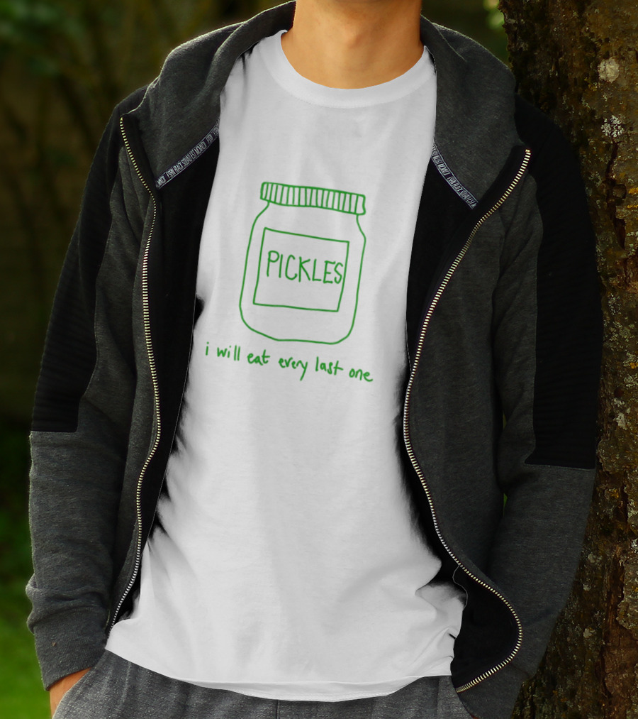 Pickles Jar I Will Eat Every Last One Green Text T-Shirt