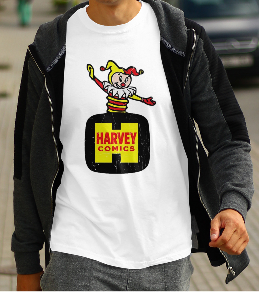 Harvey Comics Jester Logo With Classic Joker Colors T-Shirt