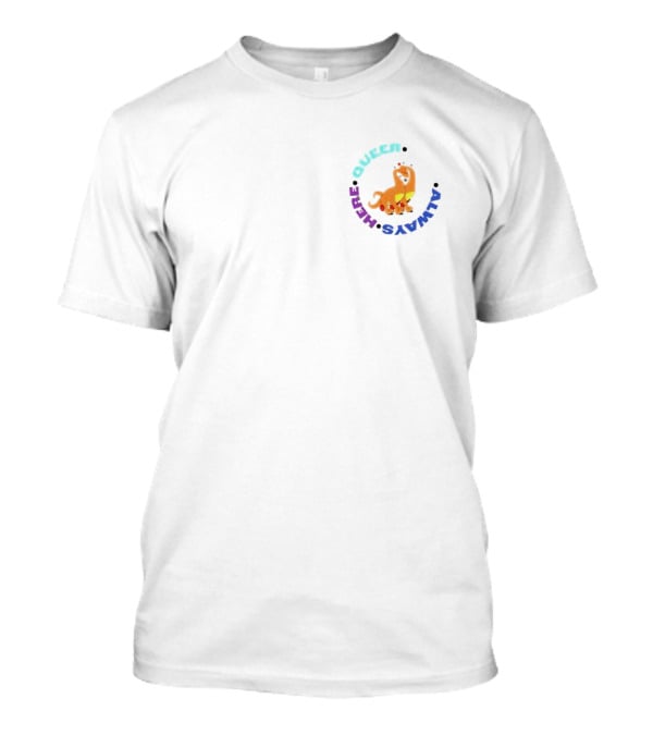 Queer Was Always Here Rainbow Dinosaur Circle T-Shirt