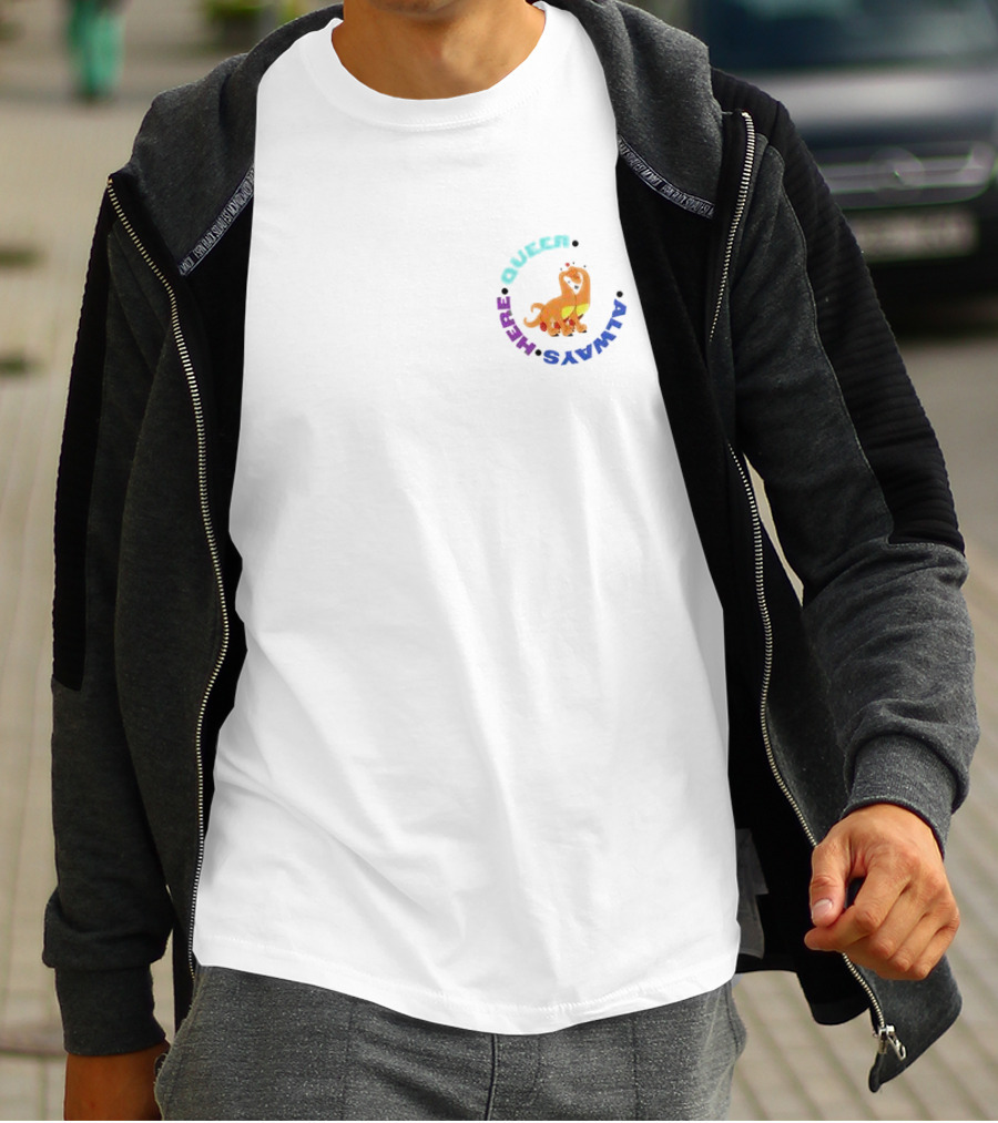 Queer Was Always Here Rainbow Dinosaur Circle T-Shirt