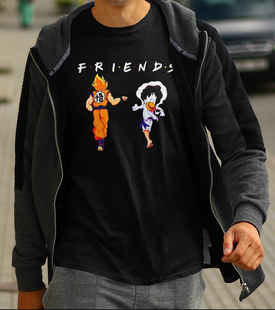 Son Goku And Luffy Friends Walking Together T-Shirt