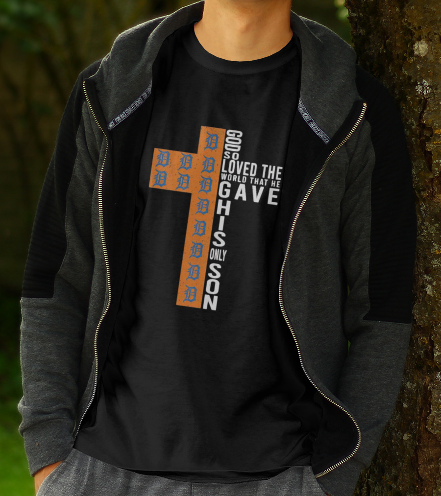 Tigers Cross Design God So Loved The World That He Gave His Only Son T-Shirt