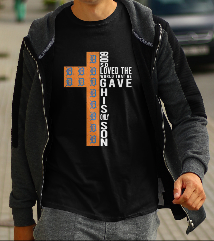 Tigers Cross Design God So Loved The World That He Gave His Only Son T-Shirt