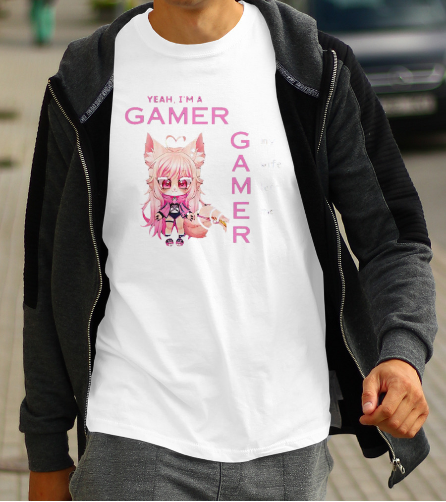 Yeah I'm A Gamer My Wife Left Me Chibi Fox Character T-Shirt