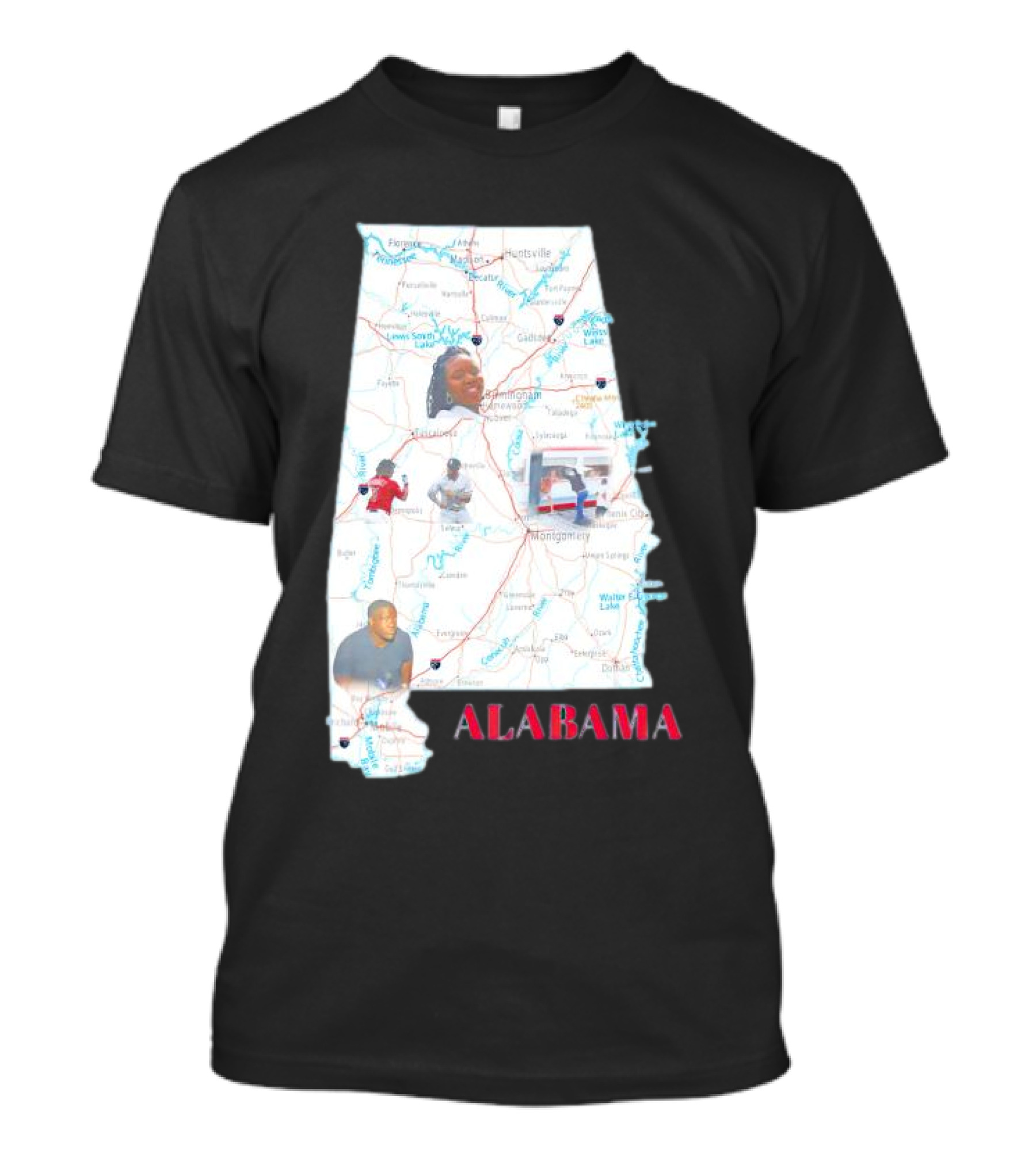 Alabama Map Riverfront Park Dock Brawl Icons T-Shirt