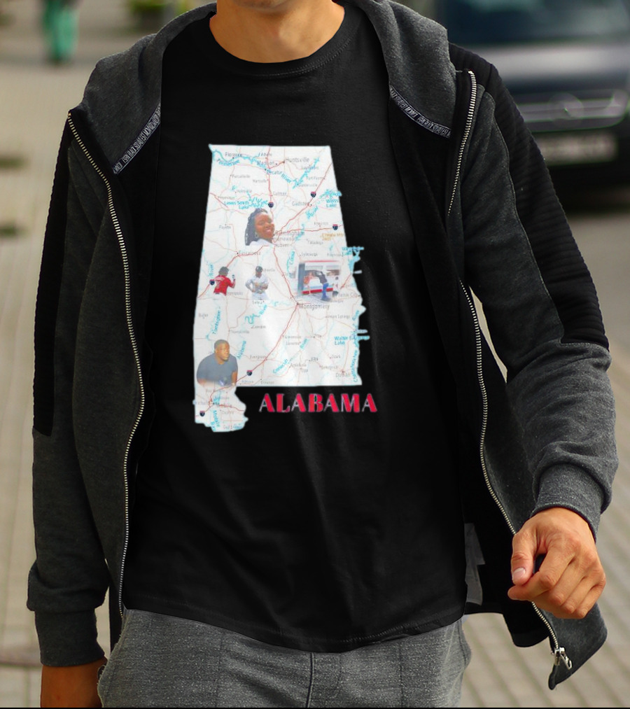 Alabama Map Riverfront Park Dock Brawl Icons T-Shirt