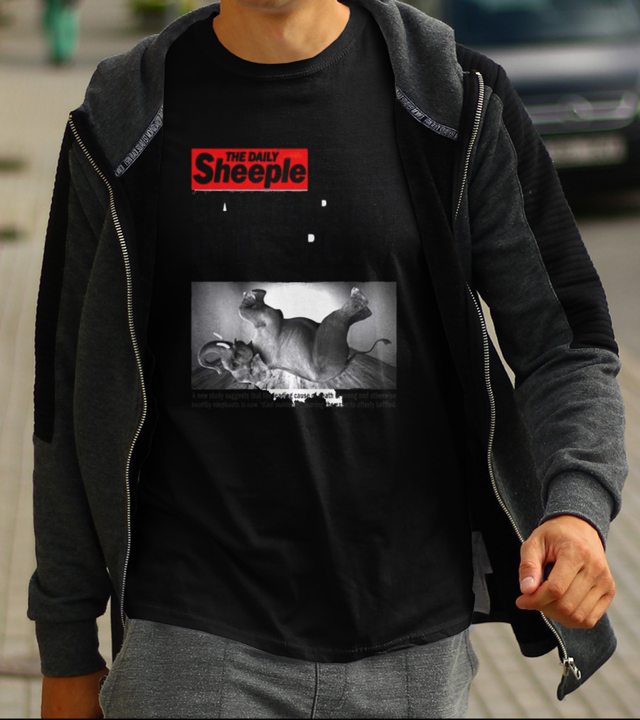 The Daily Sheeple Giant Elephant In The Room Dies Of Sudden Elephant Death Syndrome Free Insect Burger T-Shirt
