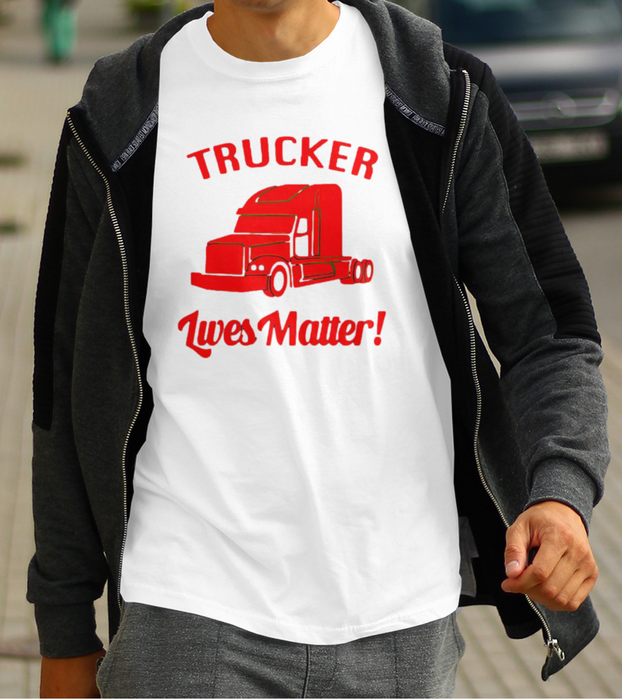 Trucker Lives Matter Bold Red Semi-Truck T-Shirt