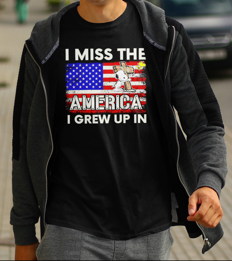 I Miss The America I Grew Up In Snoopy US Flag T-Shirt