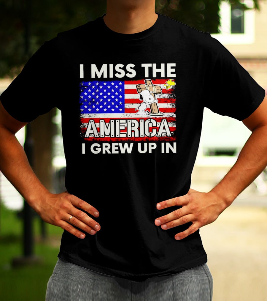 I Miss The America I Grew Up In Snoopy US Flag T-Shirt