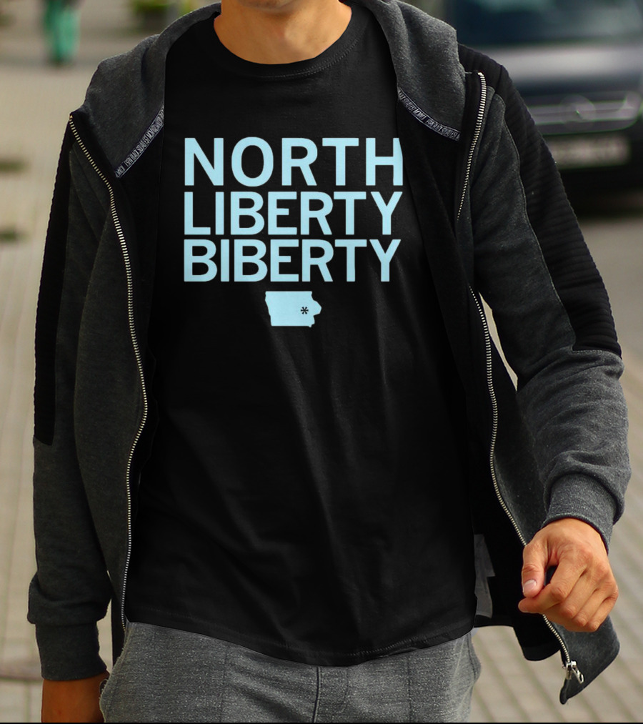 North Liberty Biberty Iowa Map T-Shirt