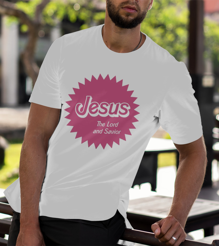 Jesus The Lord And Savior Barbie Style Pink Burst T-Shirt