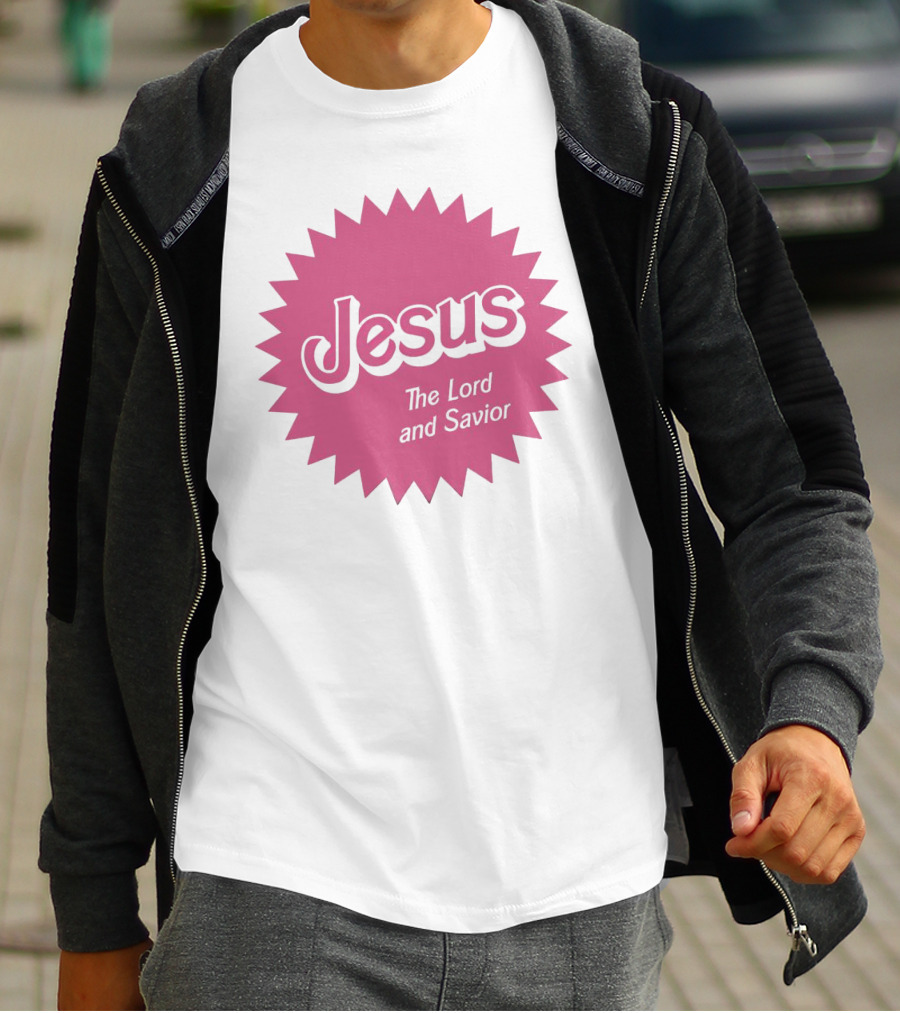 Jesus The Lord And Savior Barbie Style Pink Burst T-Shirt