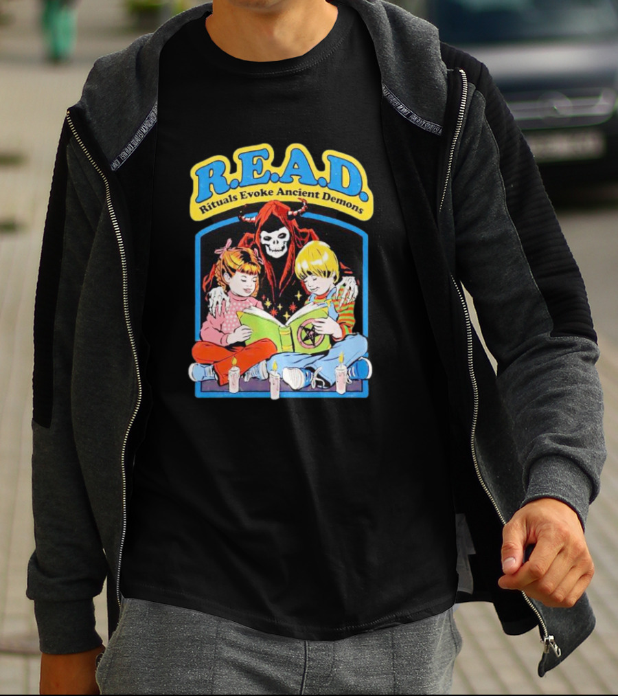 R.E.A.D. Rituals Evoke Ancient Demons Grim Reaper Storytime With Children And Candles T-Shirt