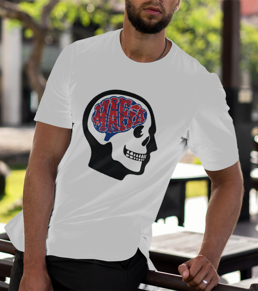 Mafia Bills Skull Brain Typography T-Shirt