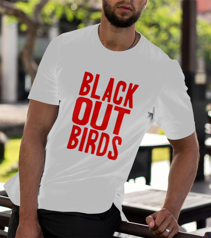 Louisville Black Out Birds Bold Red Text T-Shirt