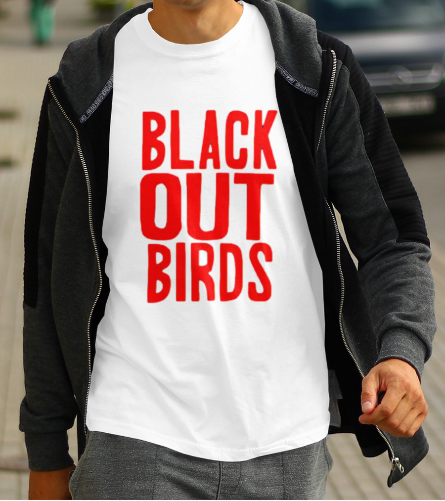 Louisville Black Out Birds Bold Red Text T-Shirt