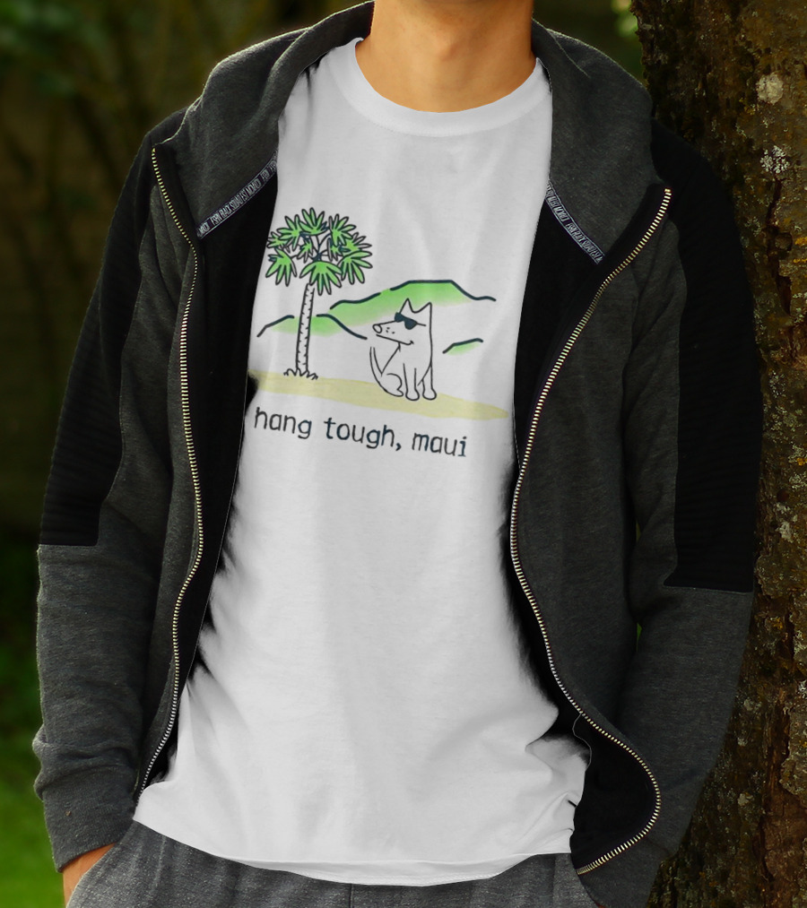 Hang Tough Maui Dog Under Palm Tree T-Shirt