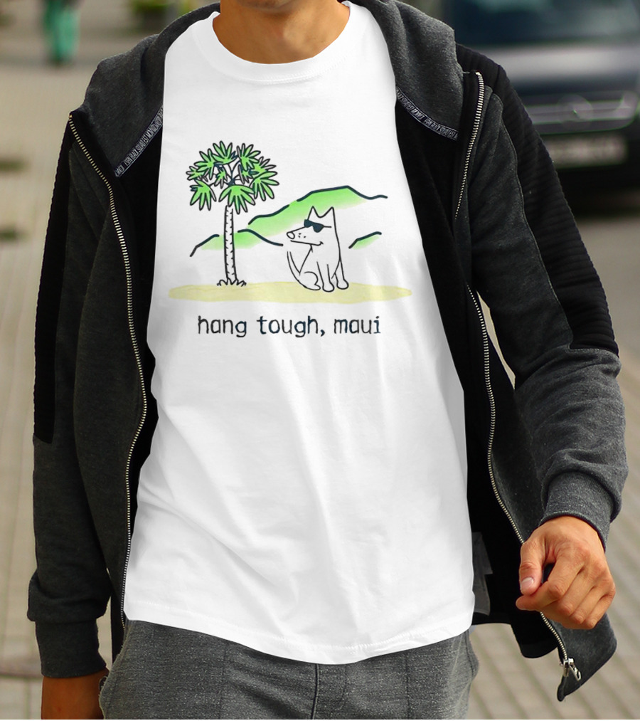Hang Tough Maui Dog Under Palm Tree T-Shirt
