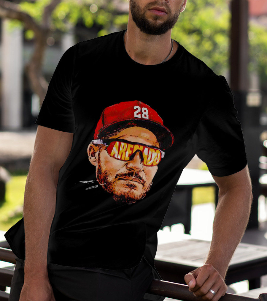 Nolan Arenado St. Louis Cardinals Number 28 Sunglasses Signature T-Shirt