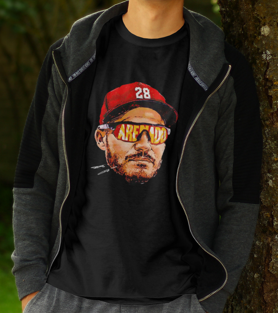 Nolan Arenado St. Louis Cardinals Number 28 Sunglasses Signature T-Shirt