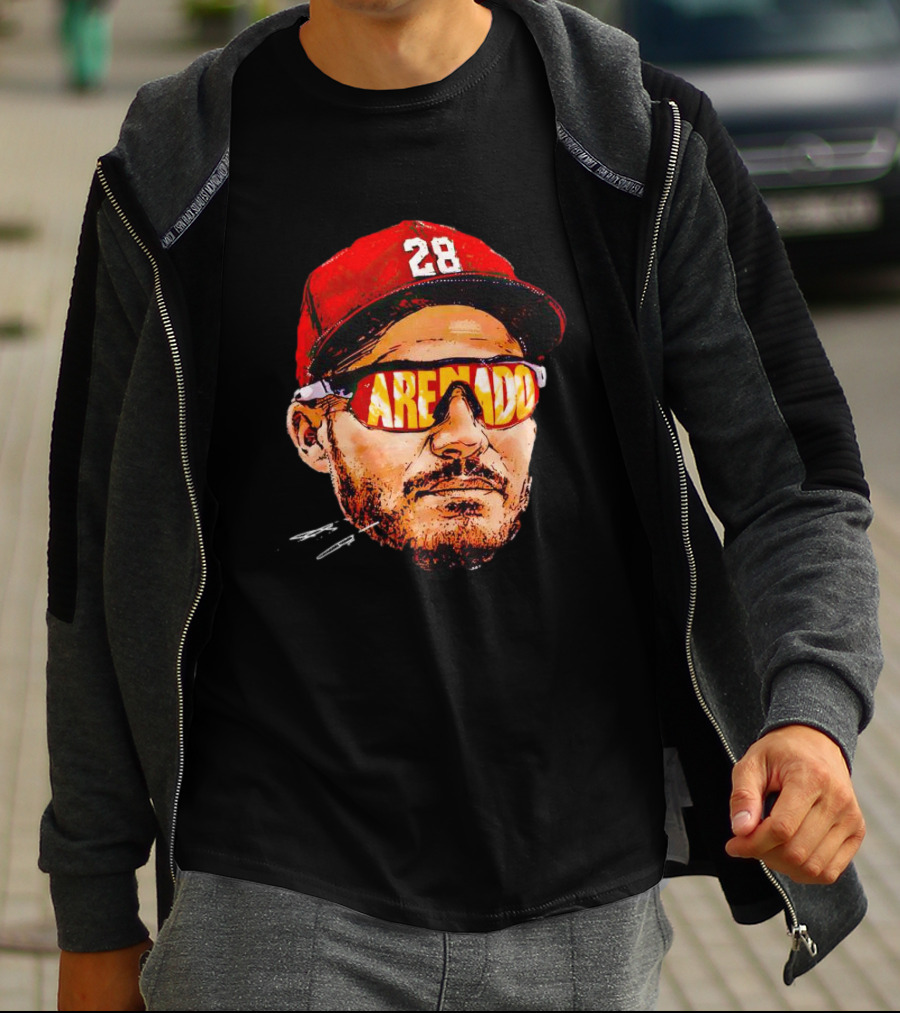 Nolan Arenado St. Louis Cardinals Number 28 Sunglasses Signature T-Shirt