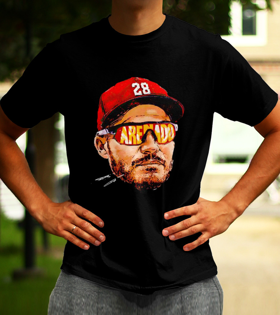 Nolan Arenado St. Louis Cardinals Number 28 Sunglasses Signature T-Shirt