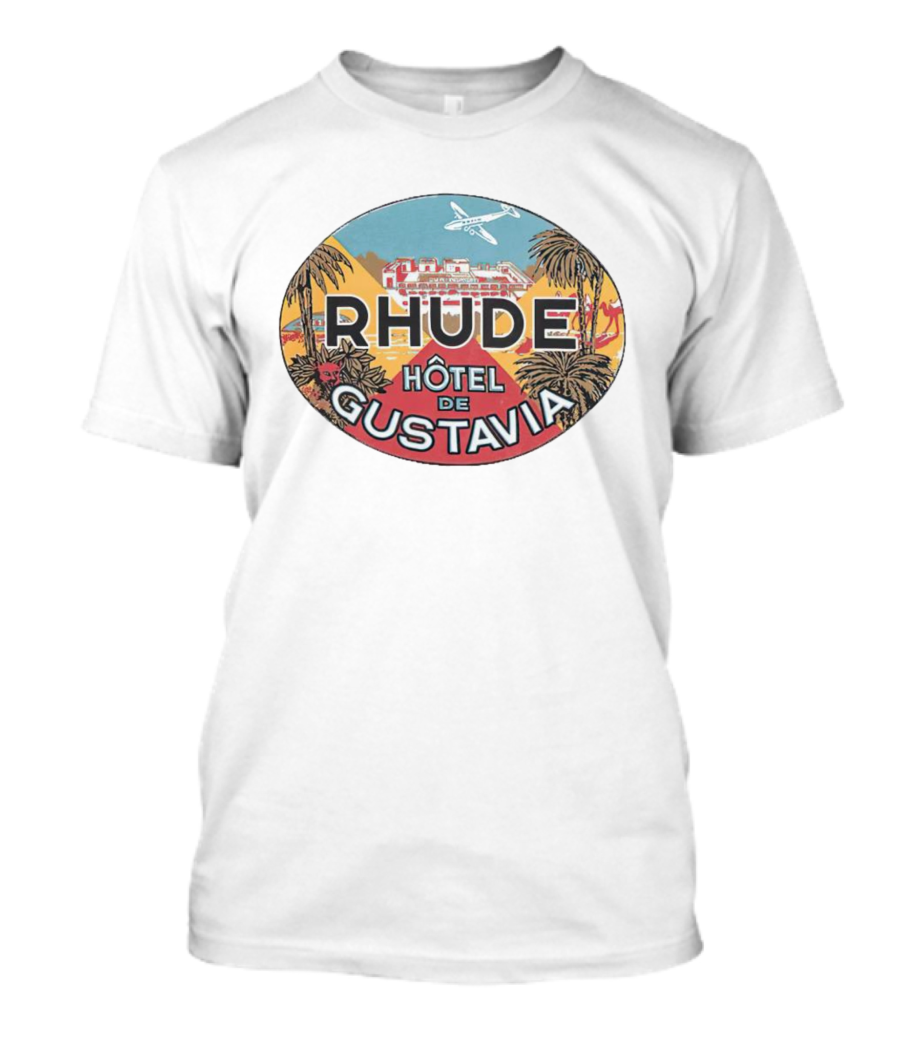 RHUDE Hôtel De Gustavia Tropical Vintage Airplane Oasis T-Shirt