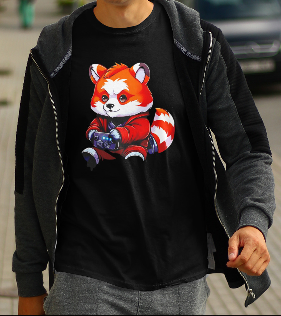Gaming Red Panda Playing Video Games T-Shirt
